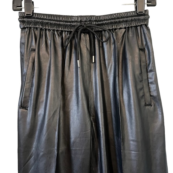 NWT, BLANK NYC Black Faux Leather Jogger Pants Drawstring, Sz 26 - Picture 8 of 15